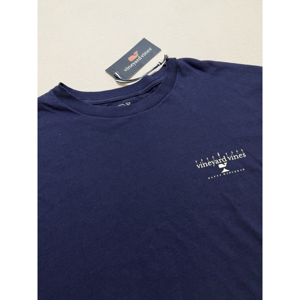Vineyard Vines Happy Hanukkah Shirt Mens XL Navy 2023 Graphic Long Sleeve NWT